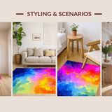 Ultra Soft Area Rug, Non Slip, Stain Resistant, Washable Area Rugs for Living Room, Bedroom, Abstract Whimsical Color Burst(Pink)