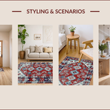 Ultra Soft Area Rug, Non Slip, Stain Resistant, Washable Area Rugs for Living Room, Bedroom, Vibrant Southwestern Symmetrical Motif(Red)