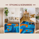 Ultra Soft Area Rug, Non Slip, Stain Resistant, Washable Area Rugs for Living Room, Bedroom, Whimsical Colorful Gaming Design(Blue)