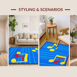 Ultra Soft Area Rug, Non Slip, Stain Resistant, Washable Area Rugs for Living Room, Bedroom, Energetic Melody Inspired Aesthetic(Blue)