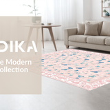 Ultra Soft Area Rug, Non Slip, Stain Resistant, Washable Area Rugs for Living Room, Bedroom, Serene Floral Scalloped Pattern(Pink)