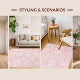 Ultra Soft Area Rug, Non Slip, Stain Resistant, Washable Area Rugs for Living Room, Bedroom, Chic Dusty Rose Textured Elegance(Pink)