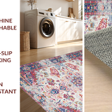 Ultra Soft Area Rug, Non Slip, Stain Resistant, Washable Area Rugs for Living Room, Bedroom, Luxurious Colorful Diamond Design(White)