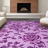 Ultra Soft Area Rug, Non Slip, Stain Resistant, Washable Area Rugs for Living Room, Bedroom, Enchanting Floral Embrace Design(Purple)