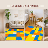 Ultra Soft Area Rug, Non Slip, Stain Resistant, Washable Area Rugs for Living Room, Bedroom, Playful Multi-Color Numbered Design(Yellow)