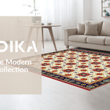 Ultra Soft Area Rug, Non Slip, Stain Resistant, Washable Area Rugs for Living Room, Bedroom, Vibrant Transitional Floral Motif(Red)
