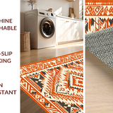Ultra Soft Area Rug, Non Slip, Stain Resistant, Washable Area Rugs for Living Room, Bedroom, Chic Modern Textured Stripes(Orange)