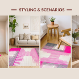 Ultra Soft Area Rug, Non Slip, Stain Resistant, Washable Area Rugs for Living Room, Bedroom, Shaped Faux Hide Charm(Pink)