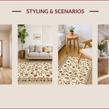 Ultra Soft Area Rug, Non Slip, Stain Resistant, Washable Area Rugs for Living Room, Bedroom, Vintage Floral Light Brown Living Room Rug(Beige)