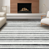 Ultra Soft Area Rug, Non Slip, Stain Resistant, Washable Area Rugs for Living Room, Bedroom, Washable Black and White Stripe Outdoor Rug(Black)