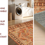 Ultra Soft Area Rug, Non Slip, Stain Resistant, Washable Area Rugs for Living Room, Bedroom, Chic Ogee Inspired Composition(Brown)