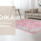 Ultra Soft Area Rug, Non Slip, Stain Resistant, Washable Area Rugs for Living Room, Bedroom, Vibrant Ottoman-inspired Geometric Design(Pink)
