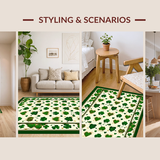 Ultra Soft Area Rug, Non Slip, Stain Resistant, Washable Area Rugs for Living Room, Bedroom, Charming White and Green Floral Arrangement(Green)