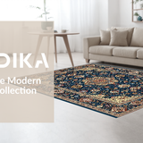 Rustic Blue Brown Geometric Motif(Blue)