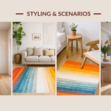 Ultra Soft Area Rug, Non Slip, Stain Resistant, Washable Area Rugs for Living Room, Bedroom, Vibrant Abstract Geometric Arrangement(Orange)
