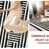 Ultra Soft Area Rug, Non Slip, Stain Resistant, Washable Area Rugs for Living Room, Bedroom, Trendy Striped Indoor Outdoor Doormat Rug for Modern Farmhouse Aesthetics(Black)