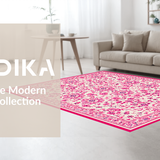 Ultra Soft Area Rug, Non Slip, Stain Resistant, Washable Area Rugs for Living Room, Bedroom, Youthful Blooming Artistry Style(Pink)