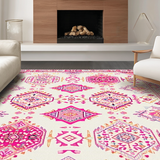 Ultra Soft Area Rug, Non Slip, Stain Resistant, Washable Area Rugs for Living Room, Bedroom, Chic Colorful Abstract Motif(White)