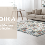 Ultra Soft Area Rug, Non Slip, Stain Resistant, Washable Area Rugs for Living Room, Bedroom, Rustic Neutral Tiled Pattern(Beige)