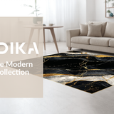 Ultra Soft Area Rug, Non Slip, Stain Resistant, Washable Area Rugs for Living Room, Bedroom, Modern Chic Abstract Elements(Black)