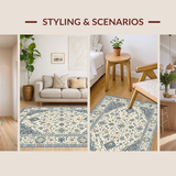 Ultra Soft Area Rug, Non Slip, Stain Resistant, Washable Area Rugs for Living Room, Bedroom, Rustic Neutral Geometric Fusion(Beige)