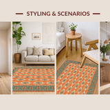 Ultra Soft Area Rug, Non Slip, Stain Resistant, Washable Area Rugs for Living Room, Bedroom, Artful Teal and Orange Symmetry(Orange)