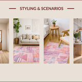 Ultra Soft Area Rug, Non Slip, Stain Resistant, Washable Area Rugs for Living Room, Bedroom, Pastel Colorful Modern Aesthetic(Pink)