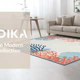 Ultra Soft Area Rug, Non Slip, Stain Resistant, Washable Area Rugs for Living Room, Bedroom, Coral Reef Inspired Artful Composition(Orange)