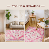Ultra Soft Area Rug, Non Slip, Stain Resistant, Washable Area Rugs for Living Room, Bedroom, Serene Gentle Pastel Blend(Pink)