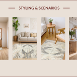 Ultra Soft Area Rug, Non Slip, Stain Resistant, Washable Area Rugs for Living Room, Bedroom, Chic Neutral Toned Geometric Arrangement(Beige)