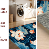 Ultra Soft Area Rug, Non Slip, Stain Resistant, Washable Area Rugs for Living Room, Bedroom, Rustic Tropical Print Fusion(Blue)