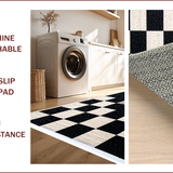 Ultra Soft Area Rug, Non Slip, Stain Resistant, Washable Area Rugs for Living Room, Bedroom, Distressed Checkerboard Black Farmhouse Dining Room Rug(Black)