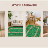 Ultra Soft Area Rug, Non Slip, Stain Resistant, Washable Area Rugs for Living Room, Bedroom, Vintage Oriental Boho(Green)