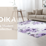 Ultra Soft Area Rug, Non Slip, Stain Resistant, Washable Area Rugs for Living Room, Bedroom, Artistic Floral Swirl Aesthetic(Purple)