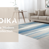 Ultra Soft Area Rug, Non Slip, Stain Resistant, Washable Area Rugs for Living Room, Bedroom, Contemporary Striped Rug: Modern Grey & Blue Aisle Runner Design(Blue)