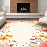 Ultra Soft Area Rug, Non Slip, Stain Resistant, Washable Area Rugs for Living Room, Bedroom, Dreamy Soft Hued Botanical Style(Pink)