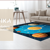 Ultra Soft Area Rug, Non Slip, Stain Resistant, Washable Area Rugs for Living Room, Bedroom, Bright Planet Design Classroom Stain-Resistant Floor Mat(Blue)