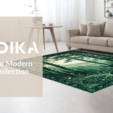 Ultra Soft Area Rug, Non Slip, Stain Resistant, Washable Area Rugs for Living Room, Bedroom, Distinctive Woodcut Animal Scene(Green)