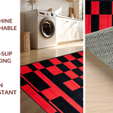 Ultra Soft Area Rug, Non Slip, Stain Resistant, Washable Area Rugs for Living Room, Bedroom, Chic Monochrome Checkered Layout(Red)