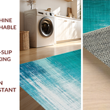 Ultra Soft Area Rug, Non Slip, Stain Resistant, Washable Area Rugs for Living Room, Bedroom, Distressed Blue Circle Rug: Soft, Washable Teal Area Rug(Blue)