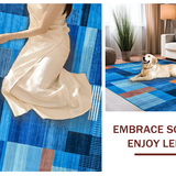 Ultra Soft Area Rug, Non Slip, Stain Resistant, Washable Area Rugs for Living Room, Bedroom, Rustic Textured Symmetrical Design(Blue)