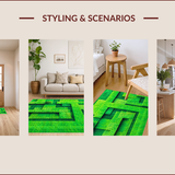 Ultra Soft Area Rug, Non Slip, Stain Resistant, Washable Area Rugs for Living Room, Bedroom, City Life 3D Playmat(Green)