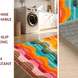 Ultra Soft Area Rug, Non Slip, Stain Resistant, Washable Area Rugs for Living Room, Bedroom, Artful Striped Colorful Motif(Orange)