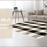 Ultra Soft Area Rug, Non Slip, Stain Resistant, Washable Area Rugs for Living Room, Bedroom, Checkered Minimalist Home Office Easy Clean Carpet(Beige)