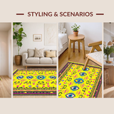 Ultra Soft Area Rug, Non Slip, Stain Resistant, Washable Area Rugs for Living Room, Bedroom, Mystical Geometric Velvet Accent(Yellow)