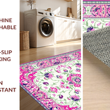 Ultra Soft Area Rug, Non Slip, Stain Resistant, Washable Area Rugs for Living Room, Bedroom, Feminine Elegant Blooming Vibes(White)