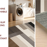 Ultra Soft Area Rug, Non Slip, Stain Resistant, Washable Area Rugs for Living Room, Bedroom, Dynamic Earthtone Linear Motif(Beige)