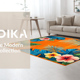 Ultra Soft Area Rug, Non Slip, Stain Resistant, Washable Area Rugs for Living Room, Bedroom, Striking Colorful Petal Composition(Orange)