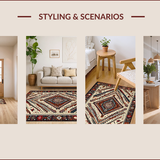 Ultra Soft Area Rug, Non Slip, Stain Resistant, Washable Area Rugs for Living Room, Bedroom, Rustic Tribal Patterned Aesthetic(Beige)