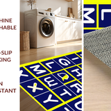 Ultra Soft Area Rug, Non Slip, Stain Resistant, Washable Area Rugs for Living Room, Bedroom, Contemporary Colorful Educational Scheme(Blue)